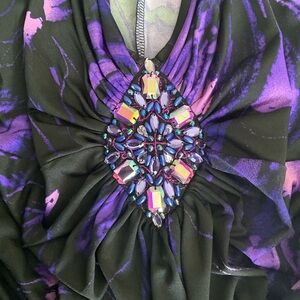 VENUS Purple and Black Beaded Top